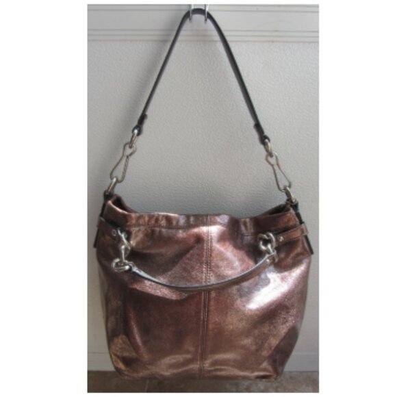 COACH "Brooke" Pewter & Copper Leather Hobo Shoulder Handbag K1176-F17165 - Picture 2 of 10